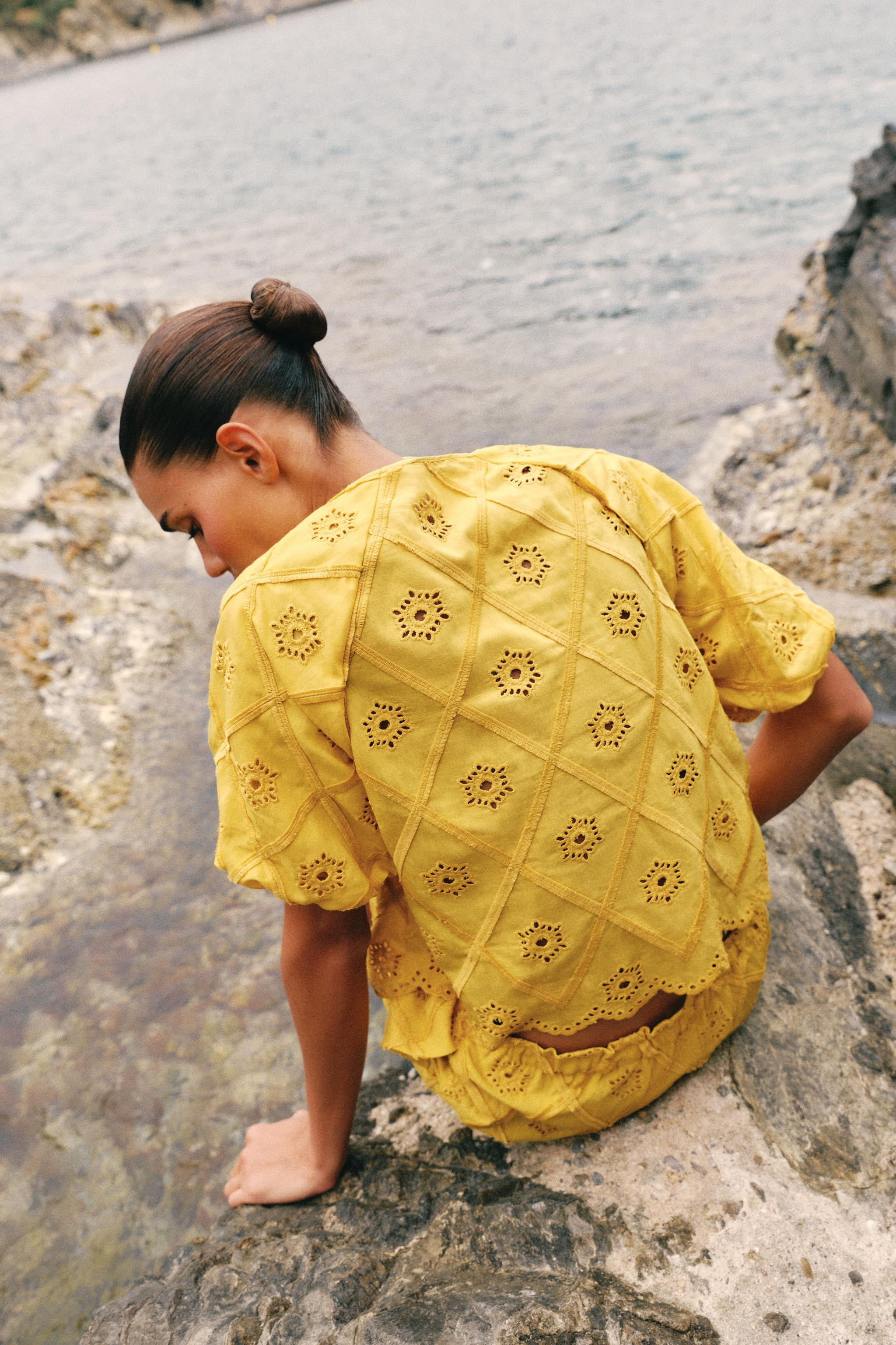 EMBROIDERED EYELET TOP | Zara US