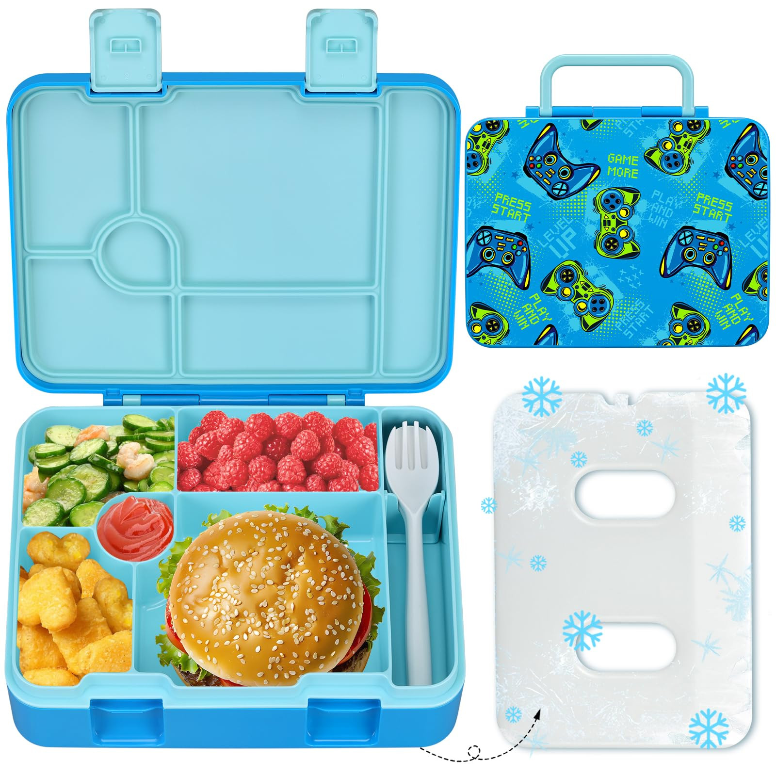 Chill Lunch Box Kids, Leak Proof Adult Bento Box with Ice Pack, 6 Compartment Lunch Container wit... | Amazon (US)