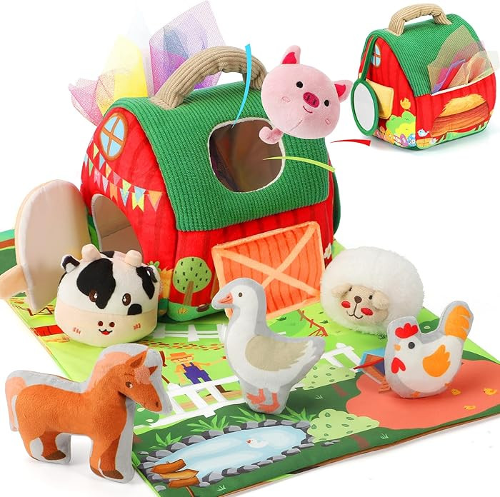 Baby Toys 6-12 Months, Montessori Toys for 1 2 Years Old Babies, Surprise Barn Stuffed Farm Anima... | Amazon (US)