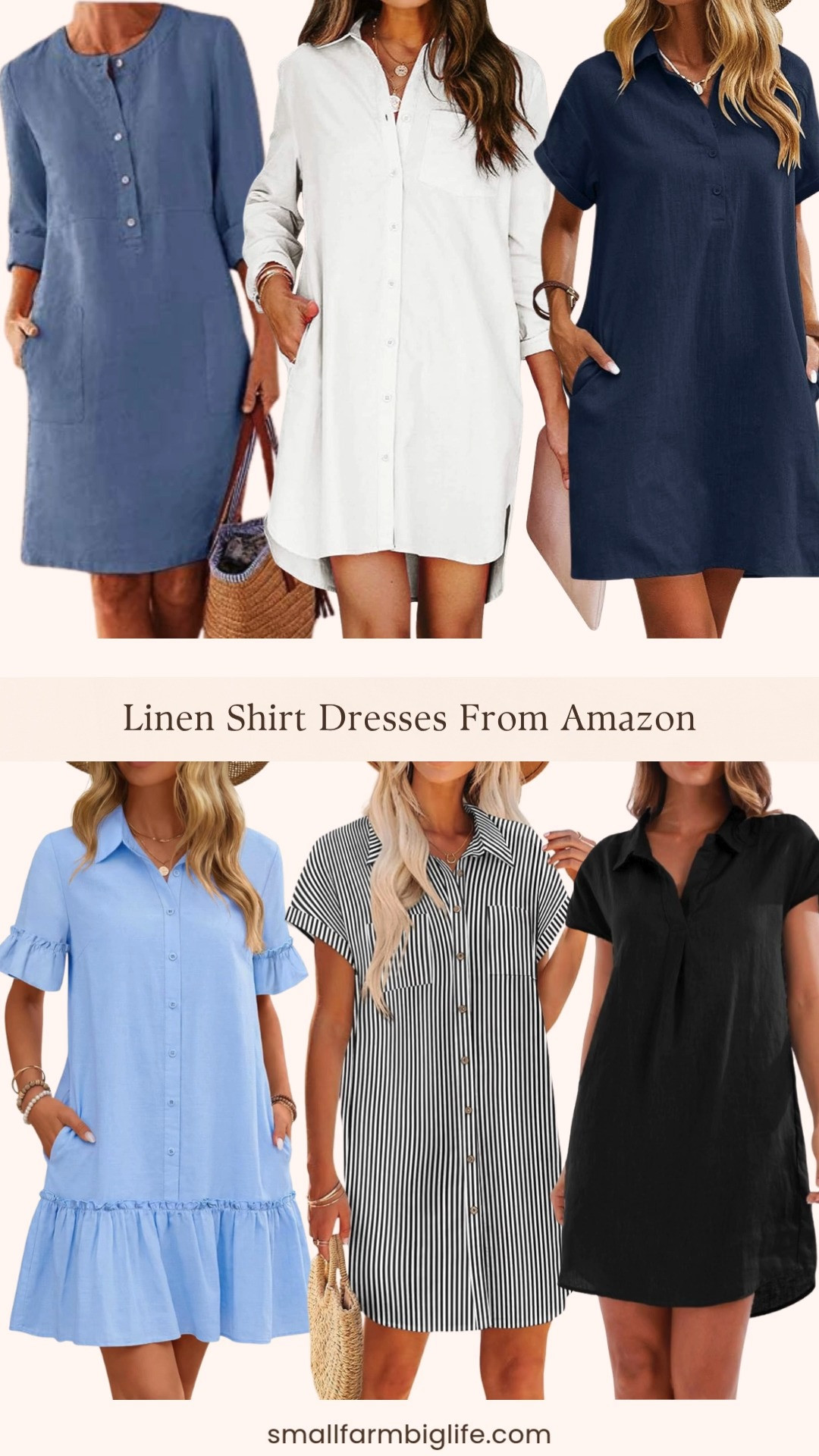 Linen shirt dresses are having a major moment and Amazon has so many good ones right now. I rounded up my favorites in all the best colors from classic navy and crisp white to black and white stripe, and every single one has pockets. They are the kind of dress you can throw on for a beach day, a farmers market morning, or just a casual summer errand run and look put together without trying. Tap to shop! 

 #LTKootd #LTKOver40 #LTKTravel
