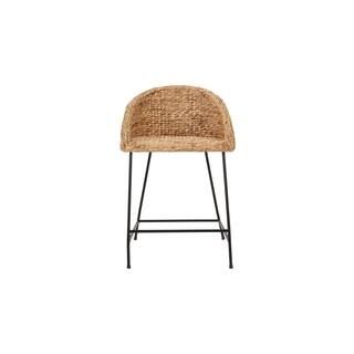StyleWell Black Metal Counter Stool with Back and Natural Seat (21.42 in. W x 34.25 in. H) ST1808... | The Home Depot
