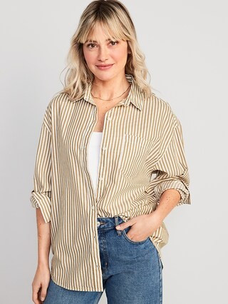Oversized Striped Shirt for Women | Old Navy (US)