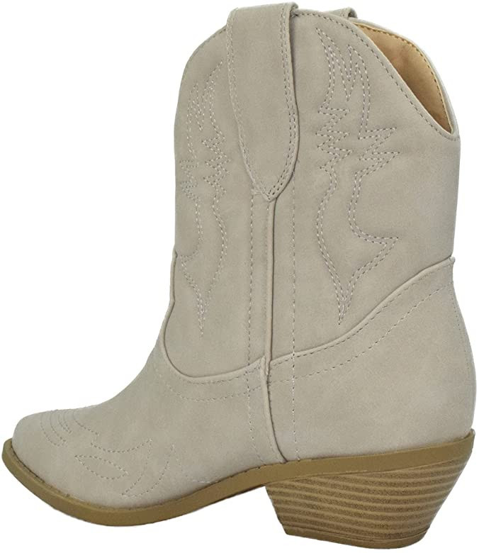 Soda Women Cowgirl Cowboy Western Stitched Ankle Boots Pointed Toe Short Booties Rigging-S | Amazon (US)