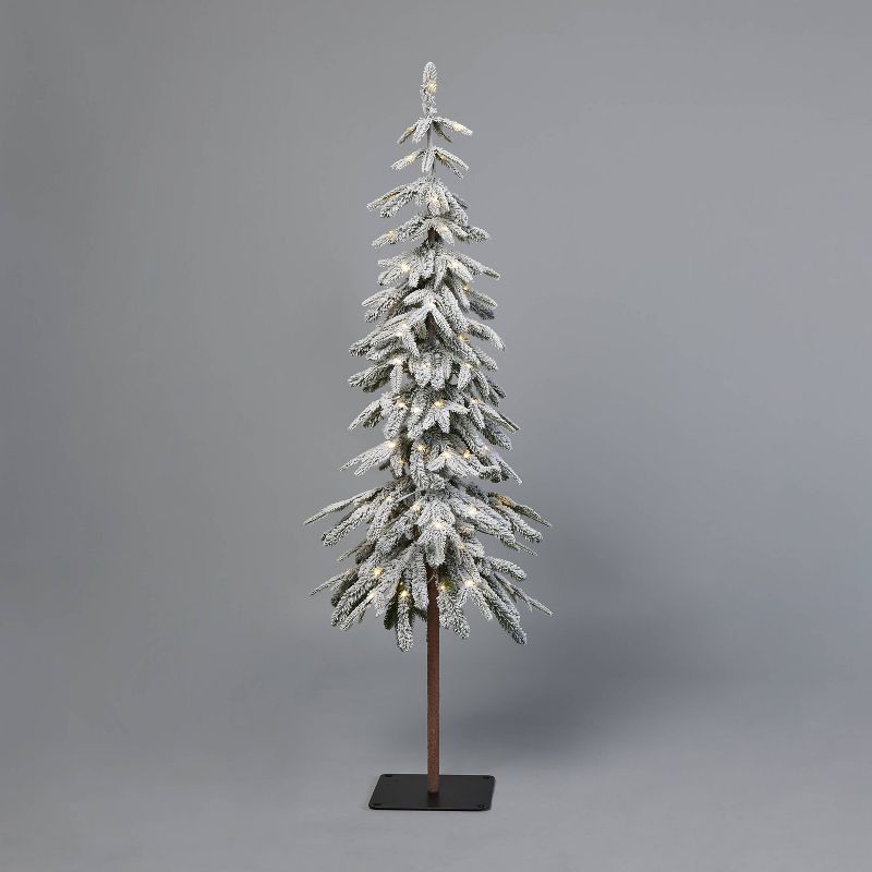 5&#39; Pre-Lit LED Downswept Flocked Alpine Balsam Artificial Christmas Tree Dewdrop Warm White L... | Target