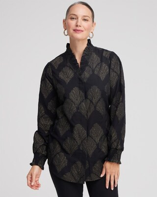 Jacquard Ruffle Neck Shirt | Chico's