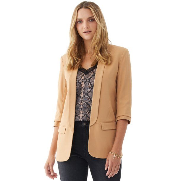 Scoop Women's Boyfriend Blazer with Scrunch Sleeves | Walmart (US)