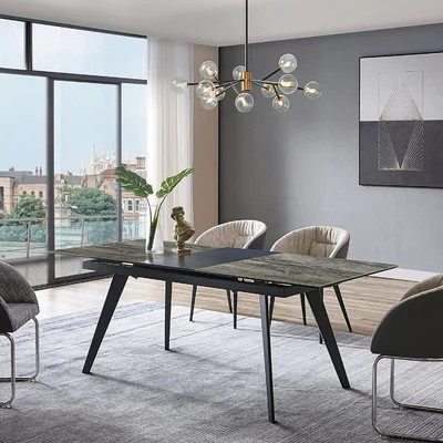 Expandable Dining Table For 6 Seat, Modern Rectangle Design With Premium Ceramic Finish And Matte Carbon Steel Pedestal For Kitchen Restaurant, 67’’(+ | Wayfair North America
