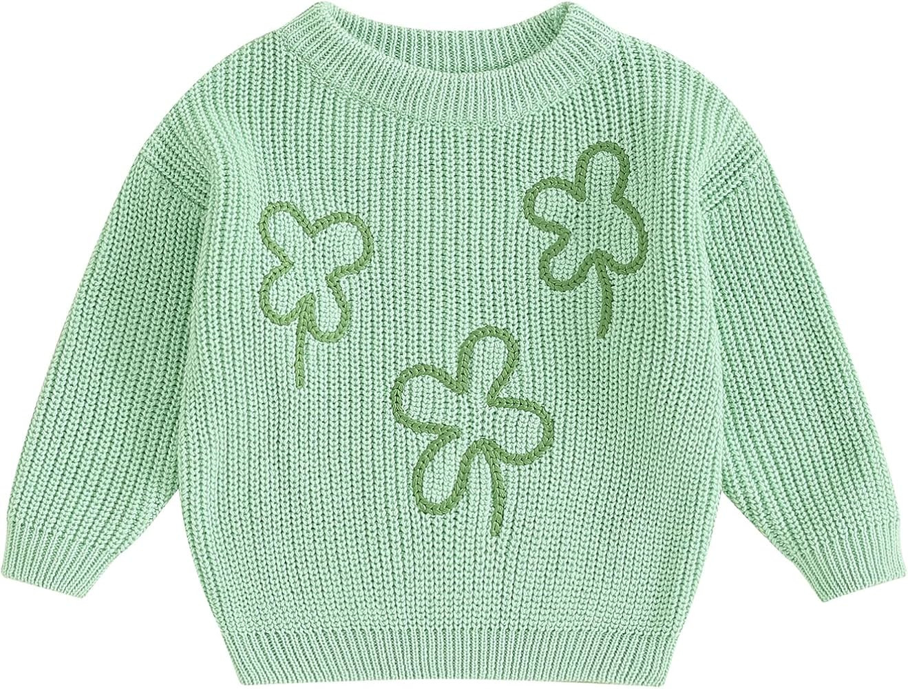 Toddler Baby Girls Easter Outfit Long Sleeve Bunny Embroidery Crewneck Sweater Infant Baby Girl C... | Amazon (US)