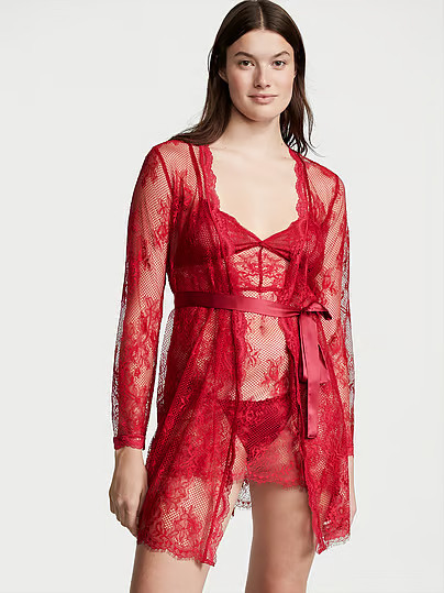 Fishnet Floral Mesh Lace Robe, Red, Xs/S - Women's Robes - Victoria's Secret | Victoria's Secret (US / CA )