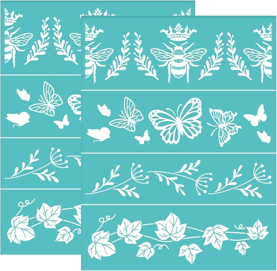 OLYCRAFT 2 Pcs Self-Adhesive Silk Screen Printing Stencil Reusable Mesh Transfer Stencil Bee Butt... | Amazon (US)