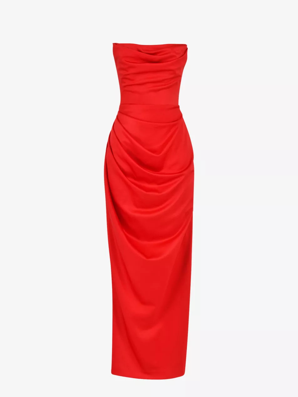 Adrienne strapless corset stretch-satin maxi dress | Selfridges