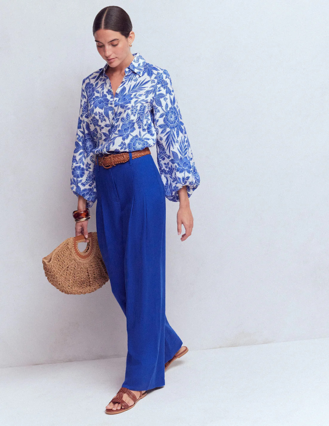 Mayfair Linen Trousers-Bright Blue | Boden UK
