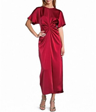 Antonio Melani Gabriella Crew Neck Short Sleeve Satin Maxi Dress | Dillard's | Dillard's