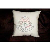 Christmas Pillow, Bells Original Design, Cushion, Stitchery Winter Decor, Cottage Chic, Seasonal | Etsy (US)