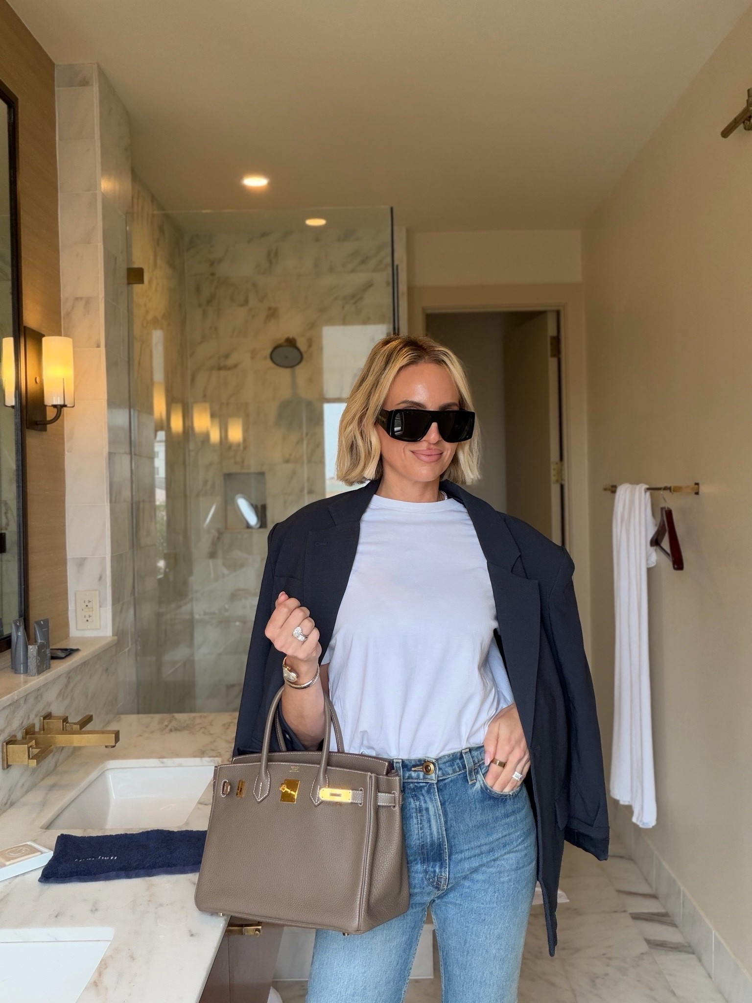 I’ve basically been living in this blazer ever since I got it two weeks ago. It looks so incredibly chic and classy, but no one realizes how comfortable I am. It’s so easy to elevate such a simple outfit by just throwing this on. ￼I’m wearing a small

#LTKdayinmylife #LTKOver40 #LTKootd