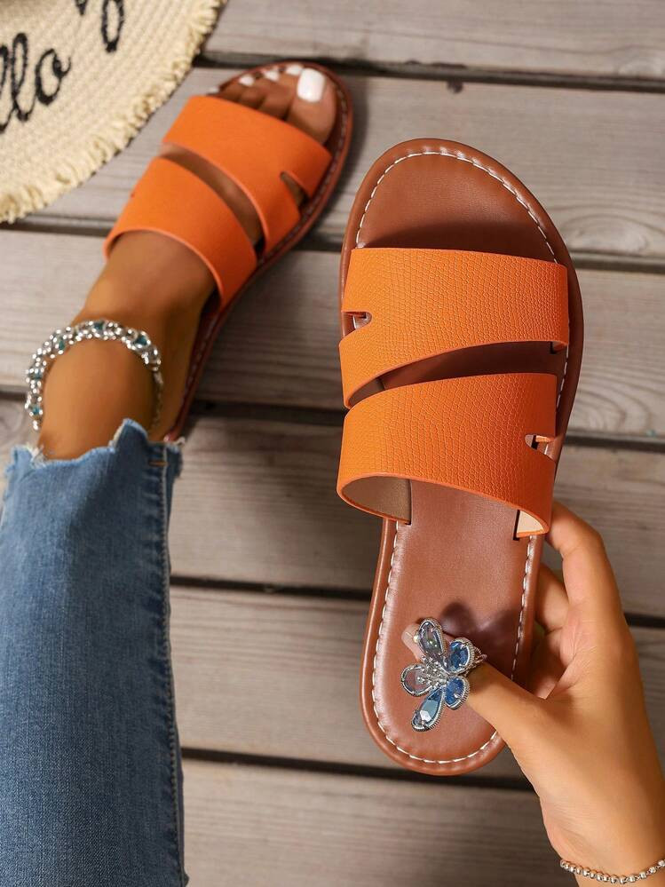 Travachic Fashion Casual Flat Sandals For Women, Summer Slip-On Open Toe Woven Roman Sandals For ... | SHEIN