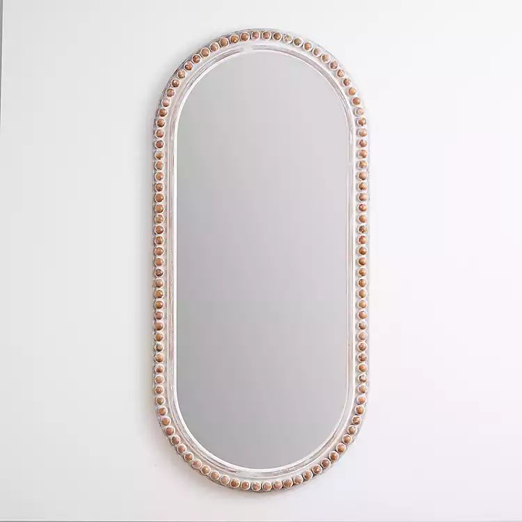 Cream Beaded Wood Oval Wall Mirror | Kirkland's Home