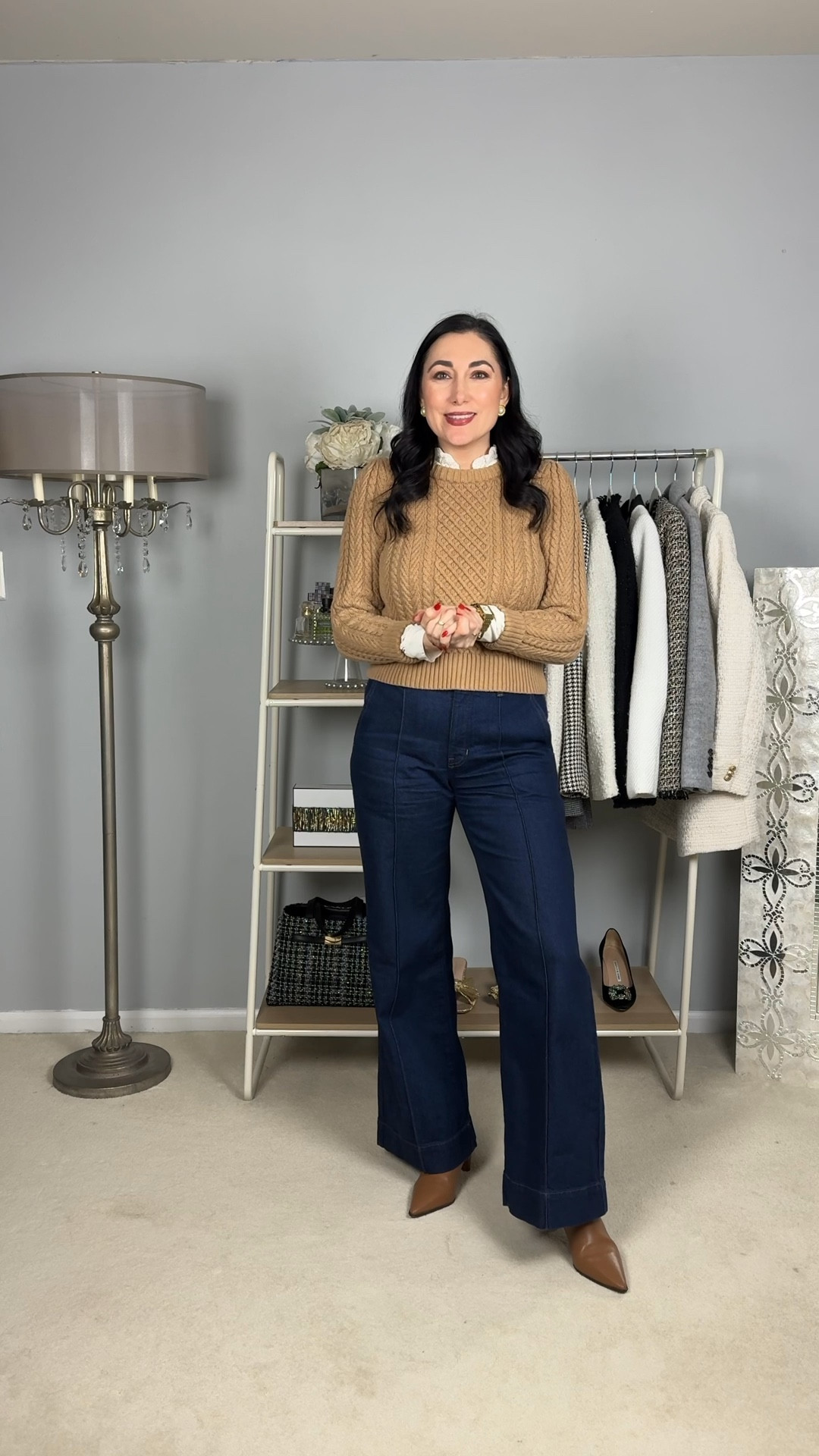 Late fall outfit of the day 🤎

Tan cable knit sweater 
Ivory lace detail blouse size small, TTS
Dark trouser jeans size 27, TTS
Tan ankle boots size 7.5, sized up half size 

Smart casual 
Weekend outfit 
Preppy outfit 

#LTKootd #LTKSaleAlert #LTKCyberWeek