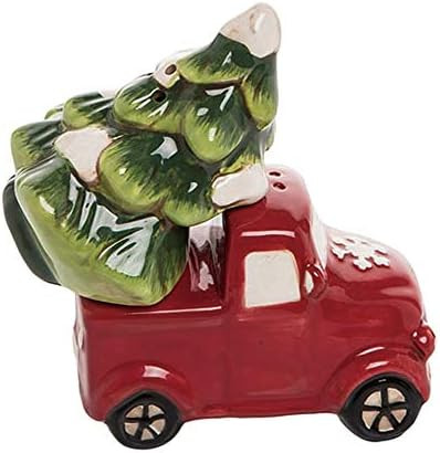 Amazon.com: Transpac Christmas Truck and Tree Salt & Pepper Set - Red Christmas Farm Truck Decor ... | Amazon (US)