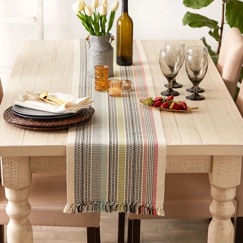 Hidetoshi Rectangle Striped Cotton Table Runner | Wayfair North America