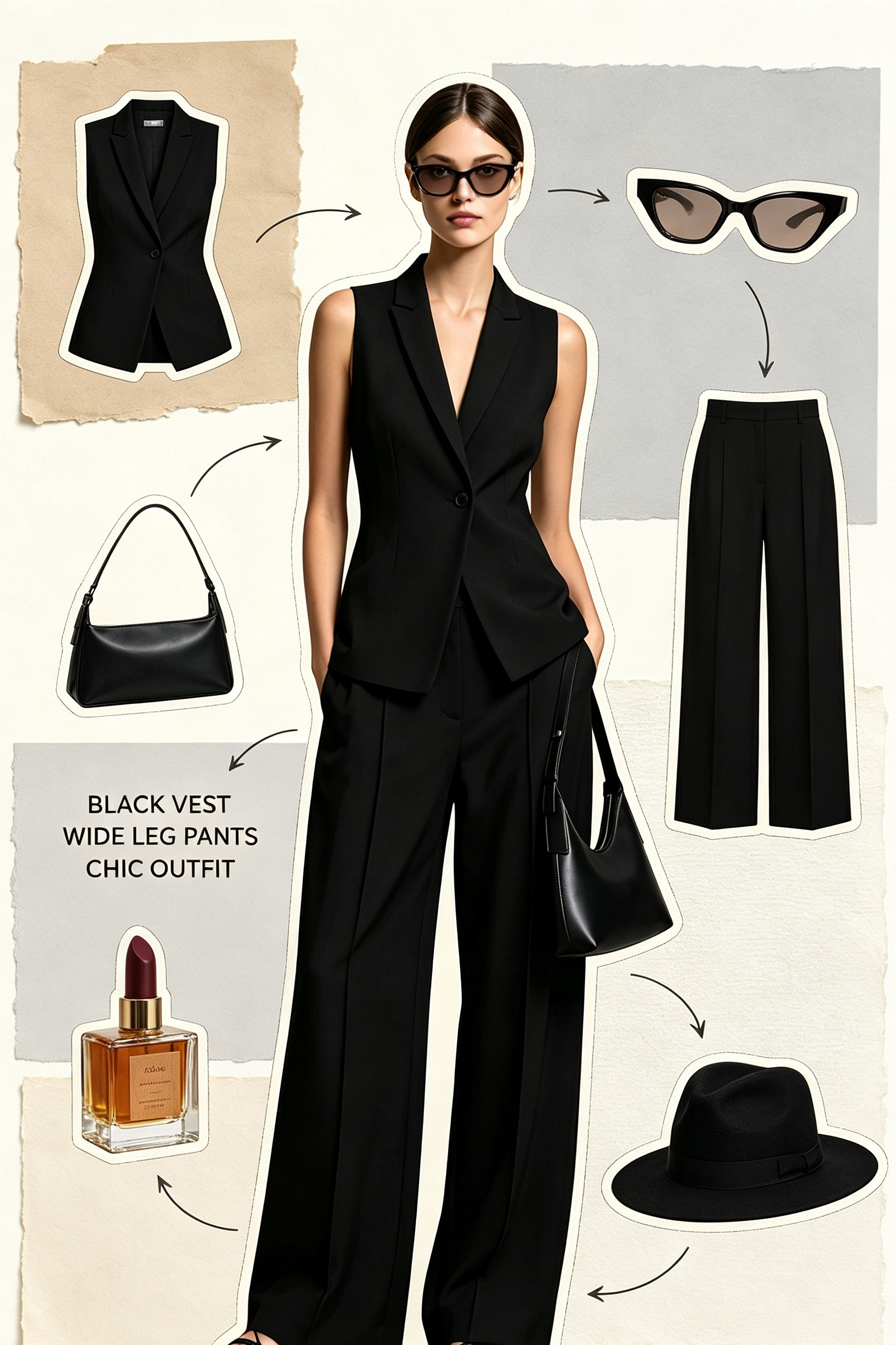 Sleeveless Black Blazer Vest & High Waist Wide Leg Trousers Minimal Chic Outfit
#BlackVestCoOrd
#WideLegTrousers
#MinimalOfficeStyle 

 #LTKootd #LTKSeasonal #LTKOver40