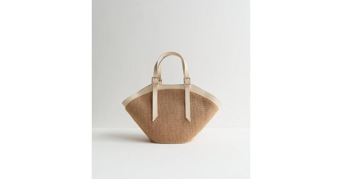 Stone Woven Trapeze Handbag | New Look | New Look (UK)
