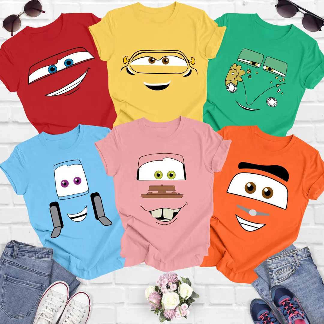 Disney Cars Face Outline Shirt, Disney Vacation Shirt, Cars Party Shirt, Cars Shirt, Disney Match... | Etsy (US)