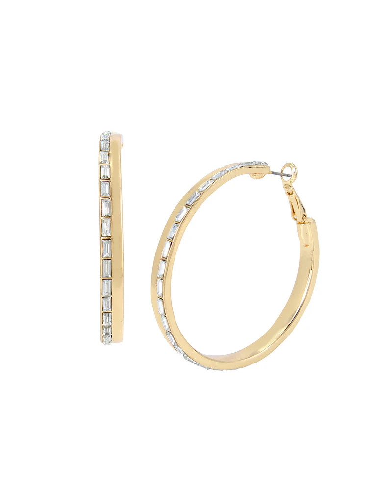 Baguette Hoop Earrings in Gold | Jessica Simpson E Commerce