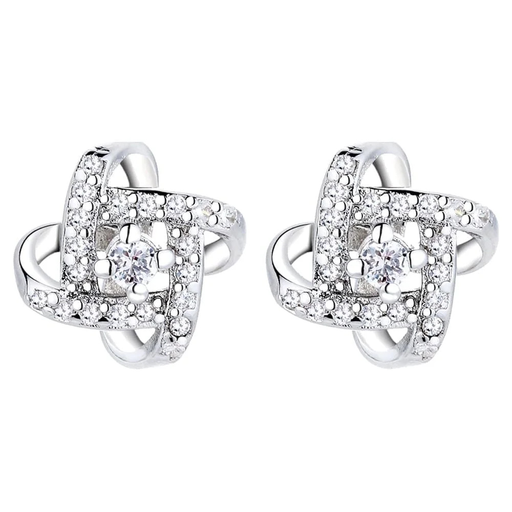 Sterling Silver Love Knot Stud Earrings with crystals from Swarovski for Women - Walmart.com | Walmart (US)