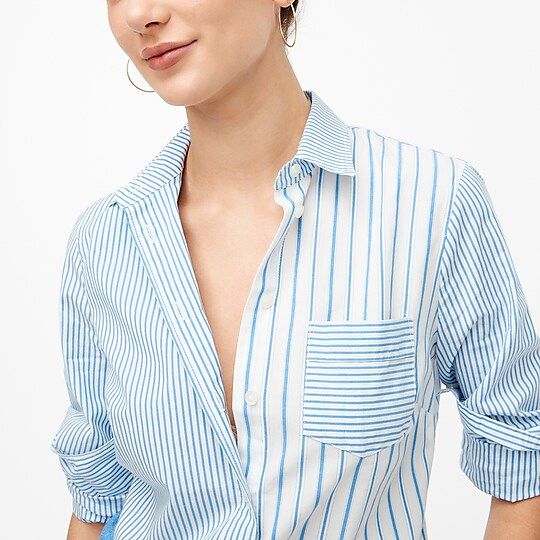 Factory: Striped Cotton Poplin Shirt In Signature Fit For Women | J.Crew Factory
