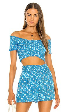 BCBGeneration Rayon Crinkle Blouse in Maya Blue from Revolve.com | Revolve Clothing (Global)