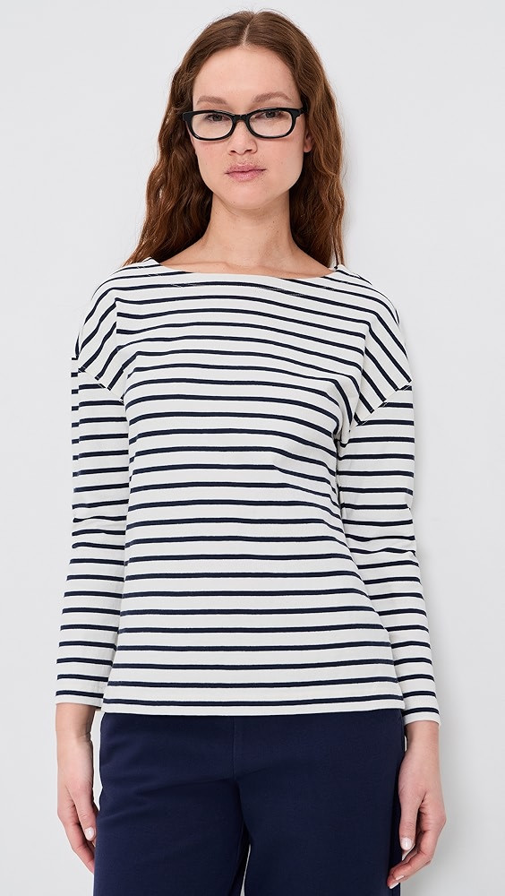 Avignon Boat Neck Striped Tee In Cotton | Shopbop