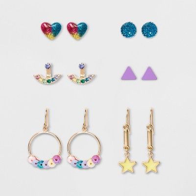 Girls' 3pk Glitter Sequin Earrings - Cat & Jack™ One Size | Target