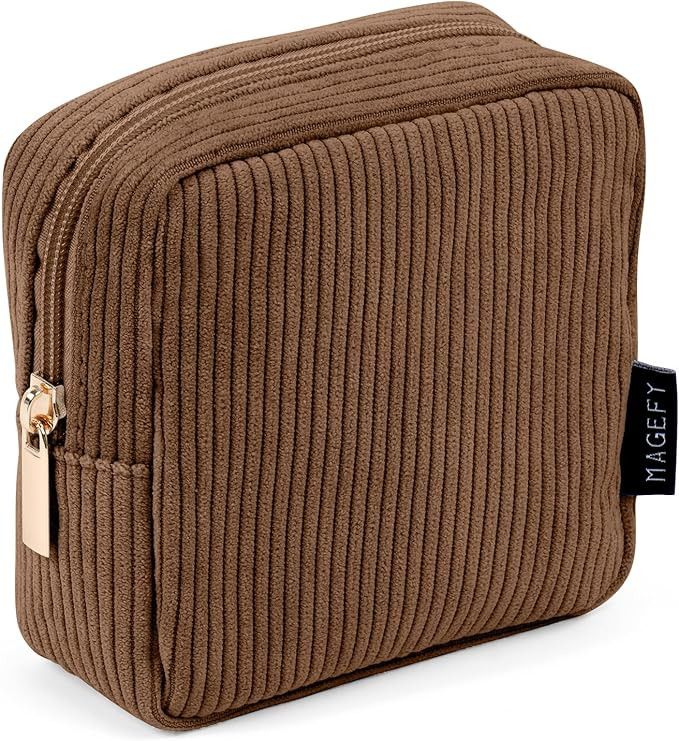 MAGEFY Small Makeup Bag for Purse Mini Cosmetics Bag Corduroy Cute Cosmetic Pouch for Women with ... | Amazon (US)