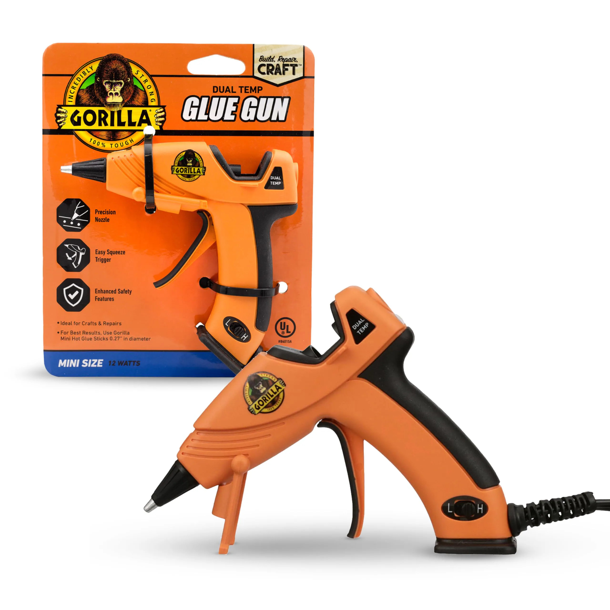 Gorilla Mini Dual Temp Hot Glue Gun - Precision Nozzle and Safety Features for DIY and Crafts | 115887 | Lowe's