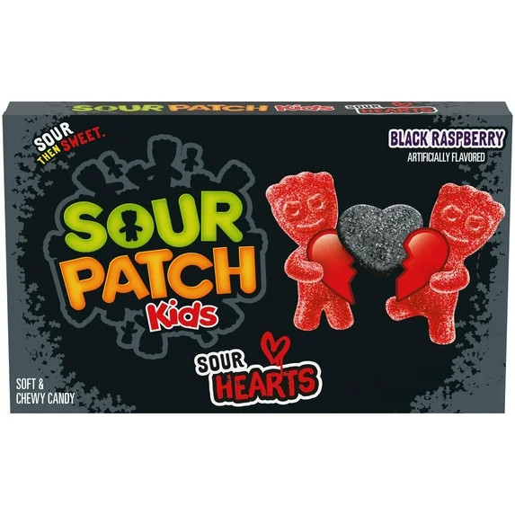 SOUR PATCH KIDS Sour Hearts Black Raspberry Soft & Chewy Candy, Valentines Candy, 3.08 oz | Walmart (US)