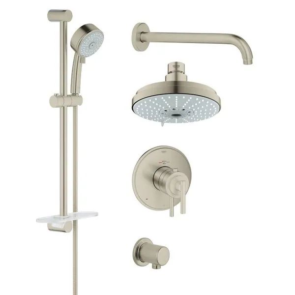 Grohe Atrio Infiniti Brushed Nickel GrohFlex Thermostatic Trim Shower System Set | Bed Bath & Beyond