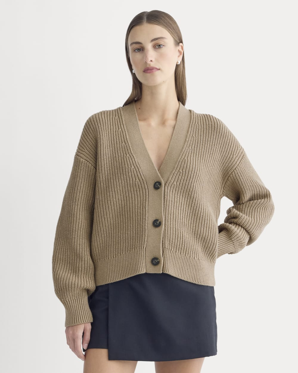 The Boxy Cardigan in Everyday Cotton | Dark Heathered Camel | Everlane