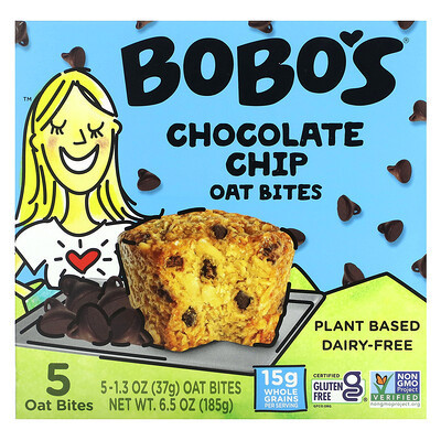 Bobo's Oat Bars, Chocolate Chip Oat Bites, 5 Bites, 1.3 oz (37 g) Each | iHerb