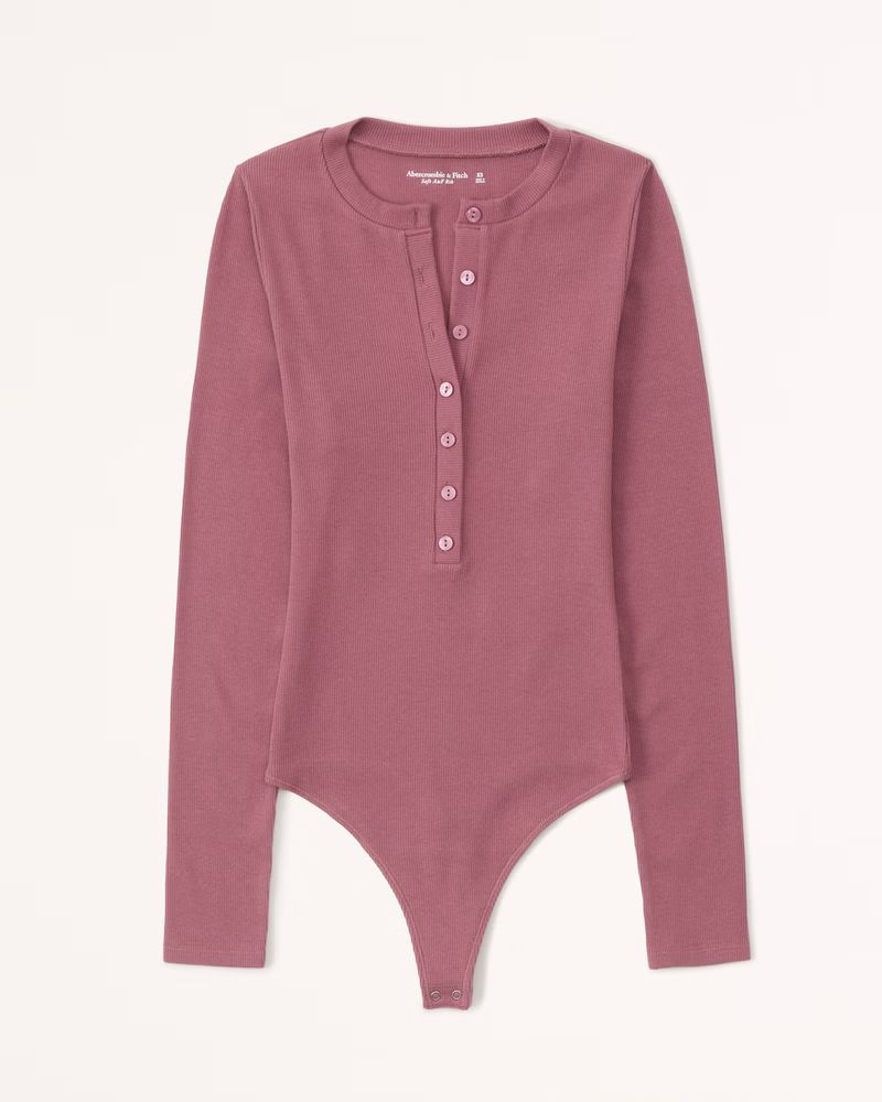 Women's Long-Sleeve Ribbed Henley Bodysuit | Women's Clearance | Abercrombie.com | Abercrombie & Fitch (US)