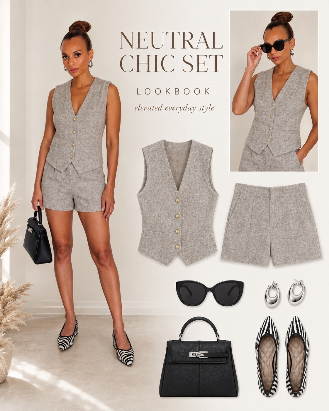 Neutral chic 🤎✨ This vest + shorts set is such an easy way to look polished while still keeping it effortless. I styled it with zebra flats, a structured black bag, silver hoops, and classic sunnies for a little contrast.

Shop the full look on LTK 🤍

#LTKStyleTip #LTKFinds #NeutralStyle #MatchingSet #VestSet #ChicStyle #ElevatedBasics #FashionInspo

#LTKgrwm #LTKootd #LTKOver40