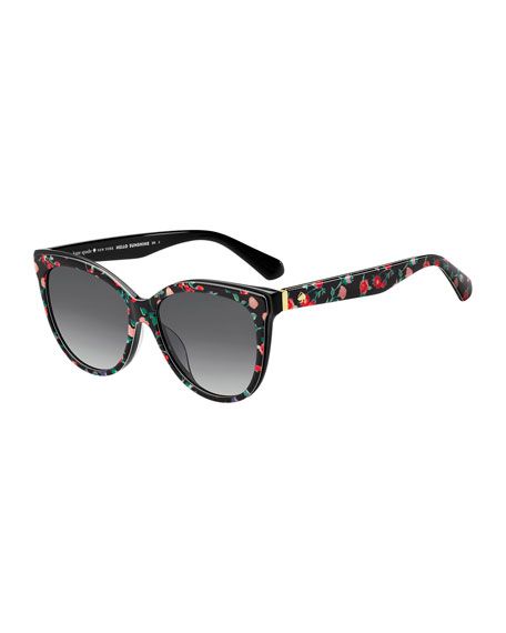 kate spade new york daeshas round polarized acetate sunglasses, black | Neiman Marcus