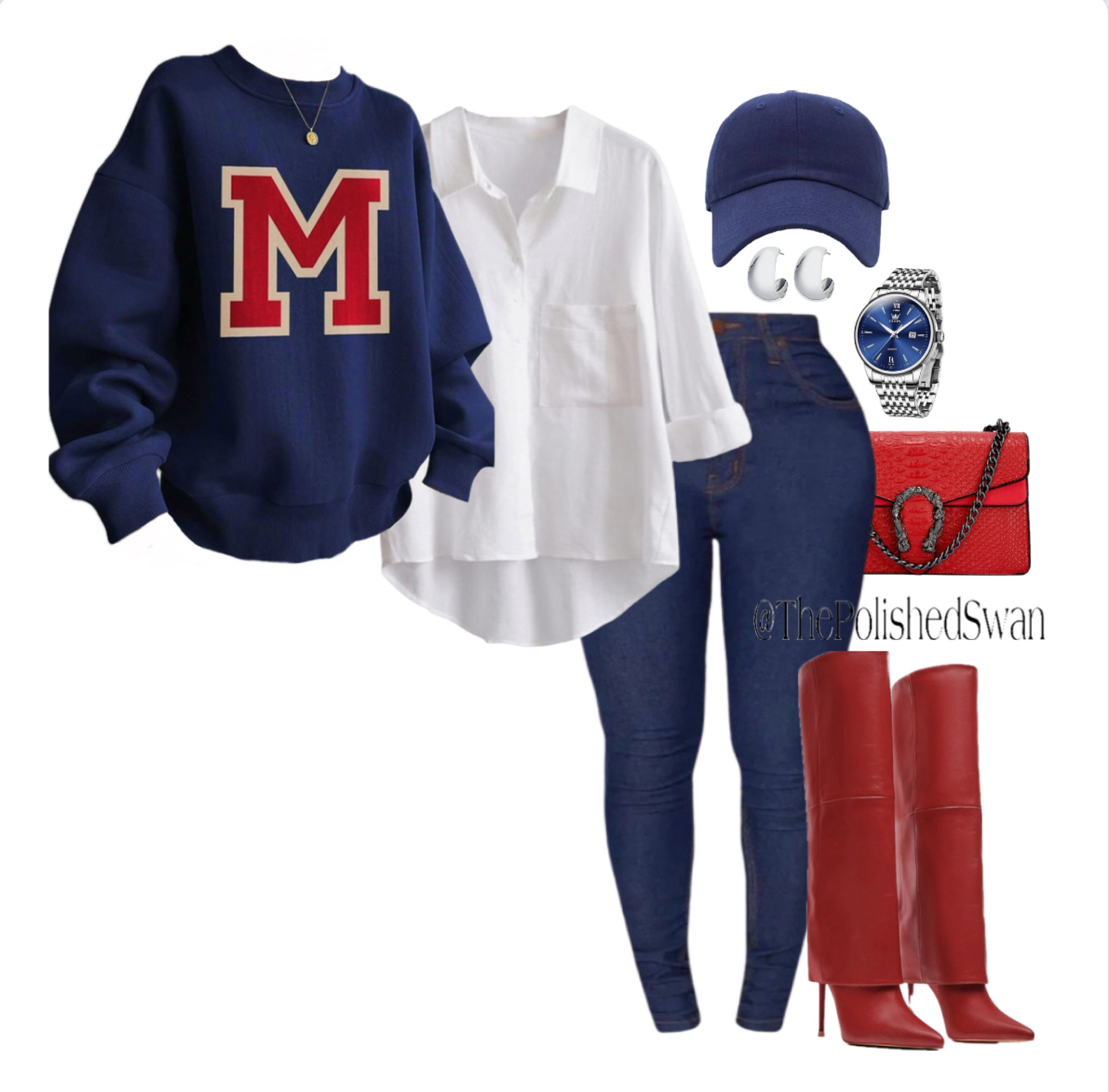 Elevated casual outfit idea with a hat, sweatshirt, knee high boots and jeans. #womensStyle #outfitideasforwomen #fashionover30 #fashionover40 

#LTKPlusSize #LTKOver40 #LTKFindsUnder100