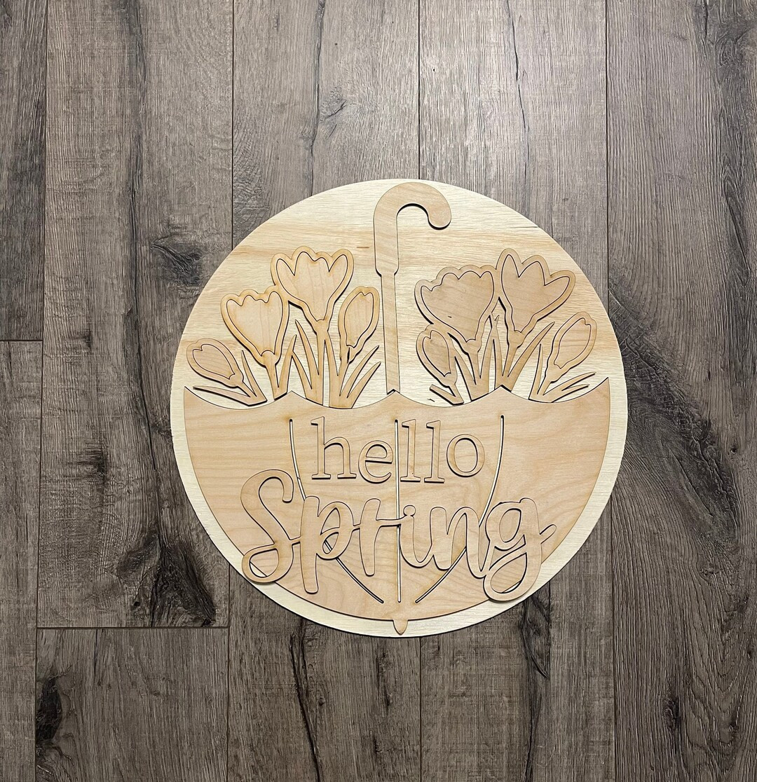 Hello Spring DIY Unfinished Door Hanger - Etsy | Etsy (US)