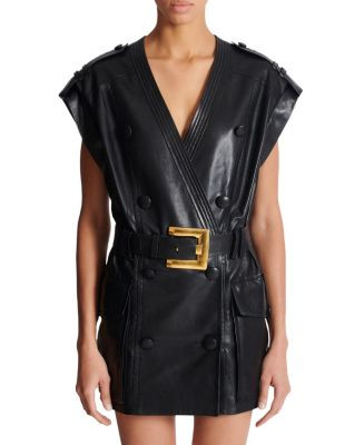 Lambskin Leather Short Belted Dress | Bloomingdale's (US)