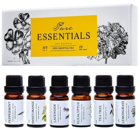 Essential oils by PURE ESSENTIALS 100% Pure Therapeutic Grade Oils kit- Top 6 Aromatherapy Oils Gift | Walmart (US)