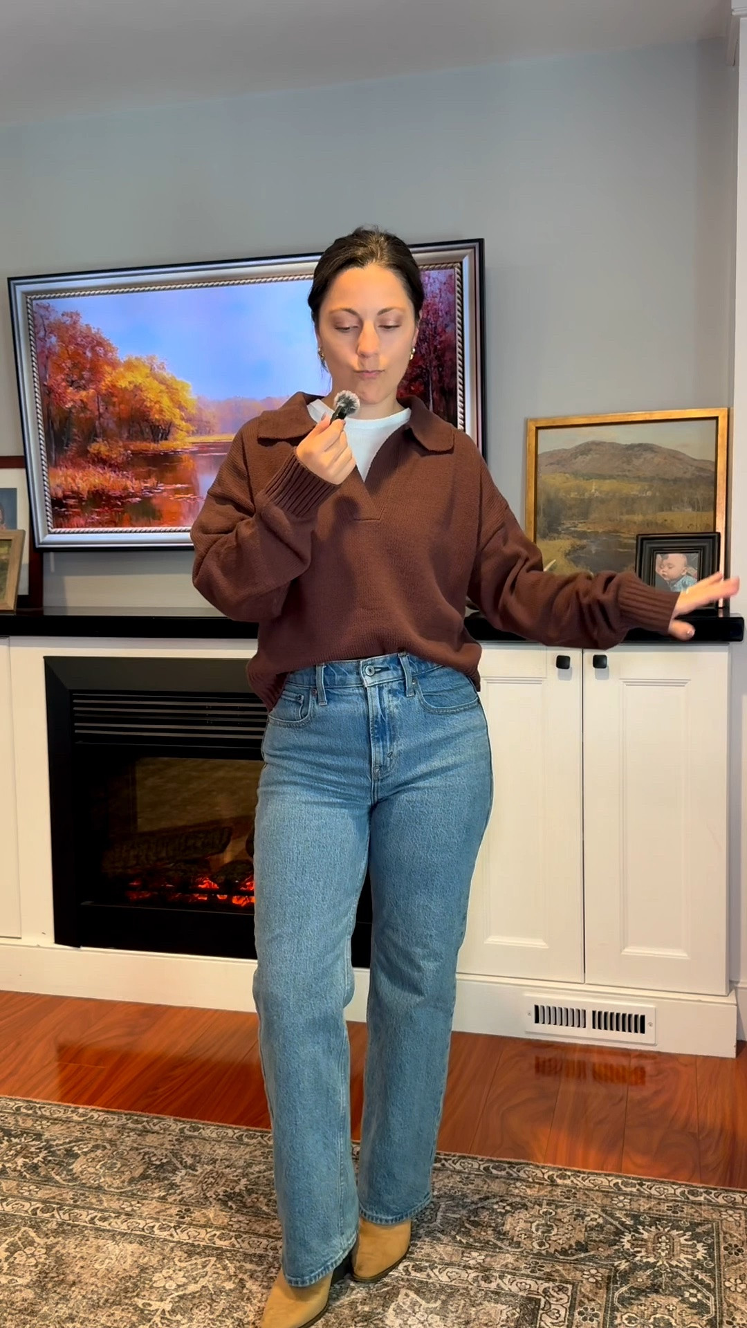 small sweater, xs white basic tee, 24 extra shirt jeans. I’m 5ft, 115lbs.

Fall outfits
Casual outfits
Petite outfits
Petite jeans
Fall sweaters
Mom outfits
90s relaxed jeans 
Denim

#LTKPetite #LTKSeasonal #LTKootd