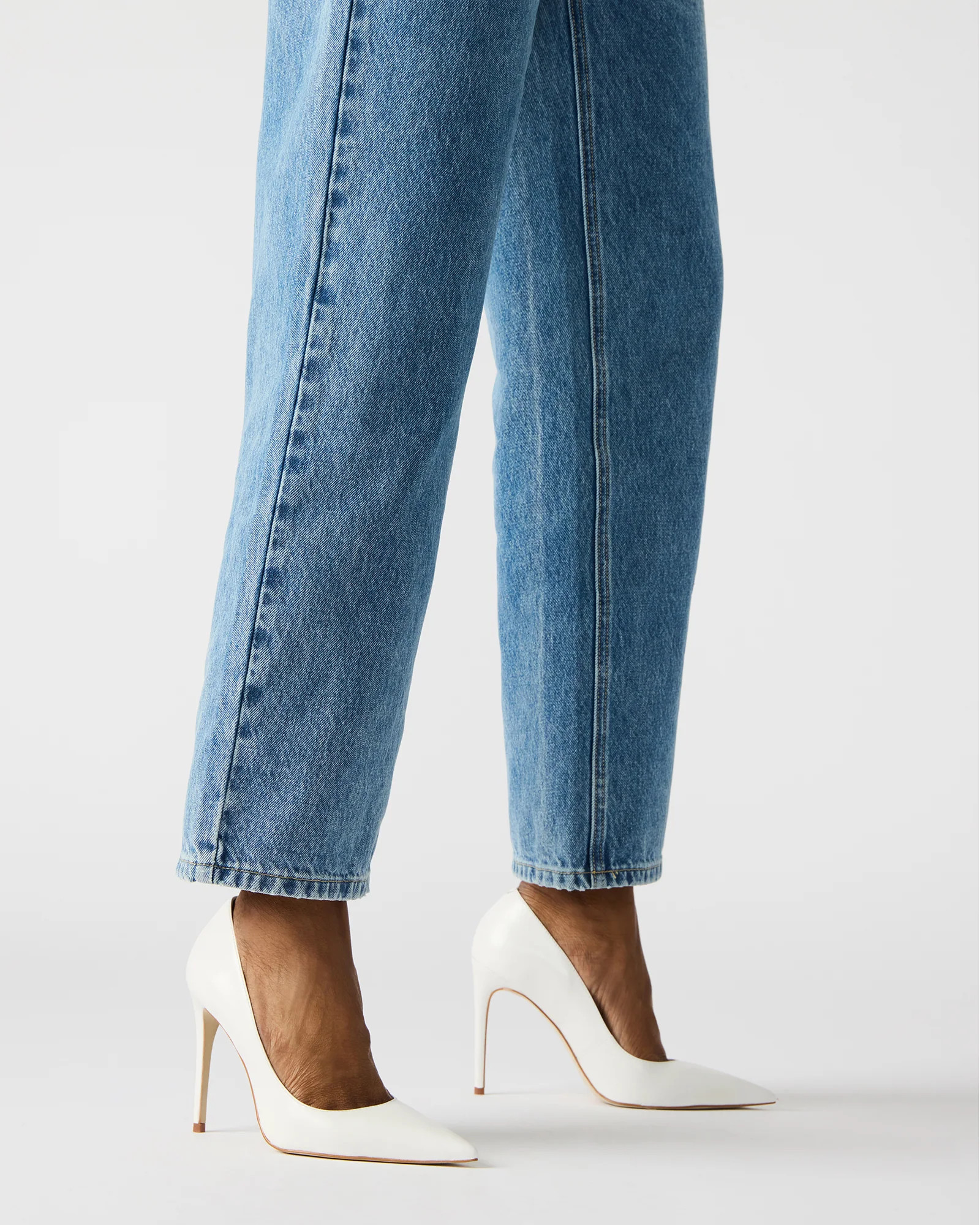 NOIR White Leather Pointed-Toe Stiletto Pump Women's Heels | Steve Madden (US)