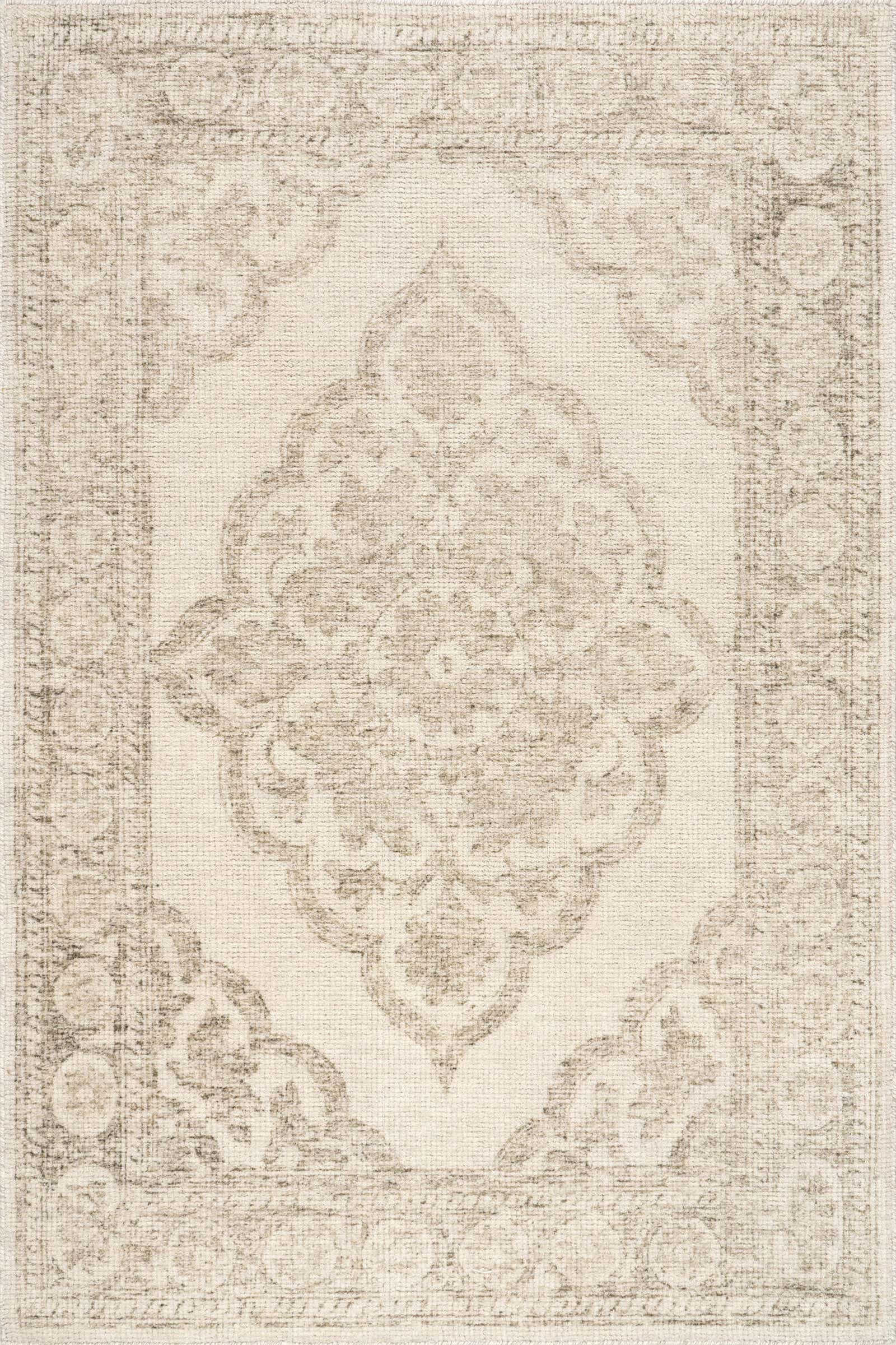 Istanbul Hand-Tufted Ornate Border Wool-Blend Rug | Beige | Rugs USA