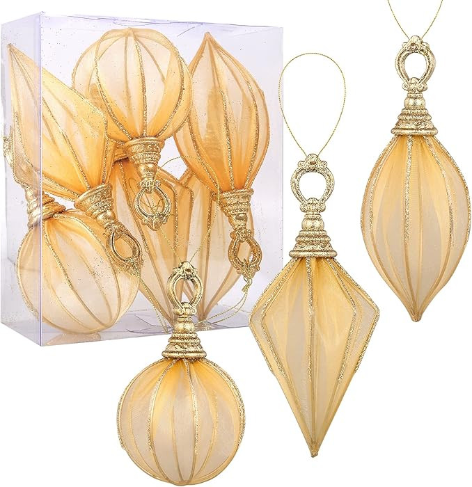 Gold Rugby Christmas Ornaments - 6pc Set With Round Balls, Diamond Pendants - Suitable for Giftin... | Amazon (US)